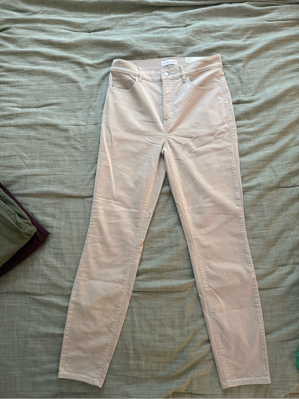LOFT High-Rise Ivory Corduroys